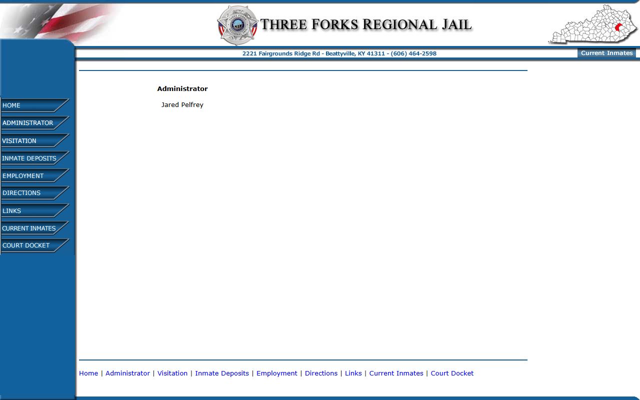 Three Forks Regional Jail Lee County administrator information