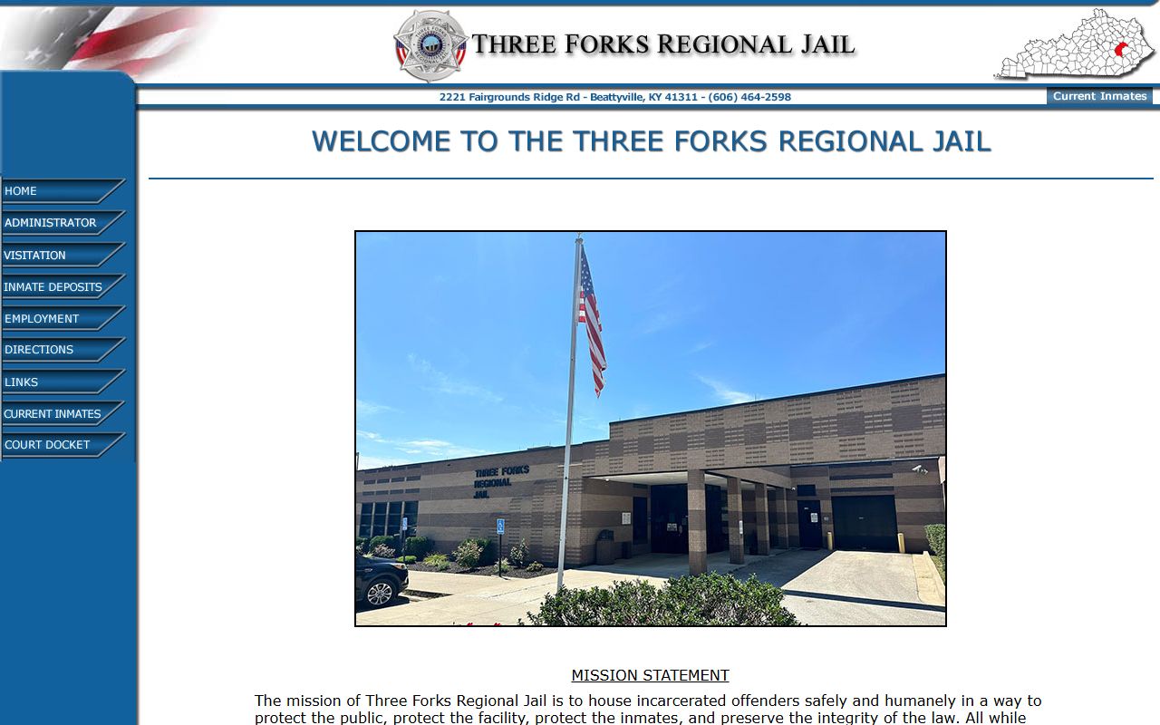Three Forks Regional Jail Lee County inmate roster homepage